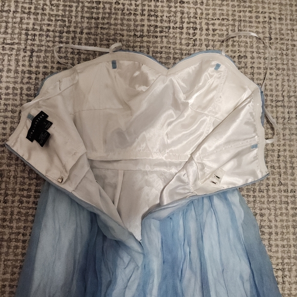 Aidan Mattox strapless silk Floral watercolor Whimsical maxi dress Women's 2 - Picture 10 of 14